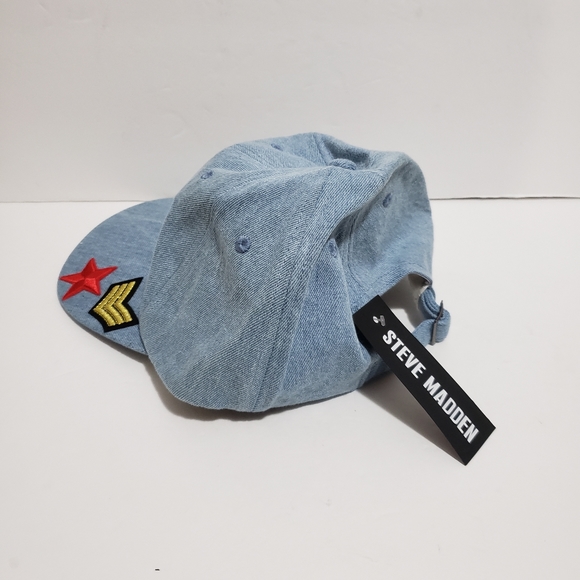 Steve Madden Denim Cap with Patches (One Size) NWT - Picture 4 of 4